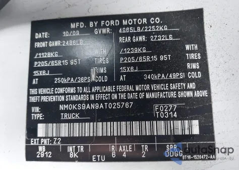 2010 Ford Transit Connect Xl z USA, uszkodzony, nr VIN NM0KS9AN9AT025767